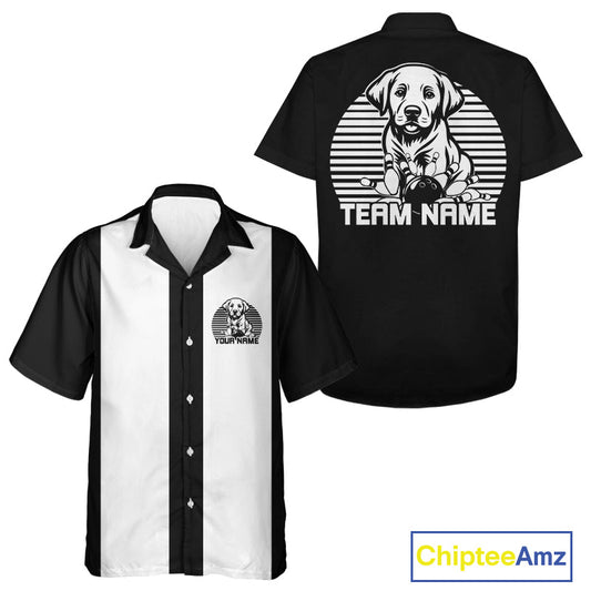 Custom Labrador Retriever Retro Button Up Bowling Shirt, Dog Bowling Shirt IPHW10220