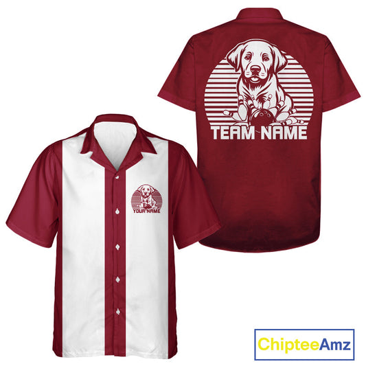 Custom Labrador Retriever Retro Button Up Bowling Shirt, Dog Bowling Shirt IPHW10220