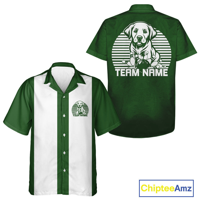 Custom Labrador Retriever Retro Button Up Bowling Shirt, Dog Bowling Shirt IPHW10220