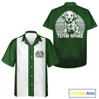 Custom Labrador Retriever Retro Button Up Bowling Shirt, Dog Bowling Shirt IPHW10220