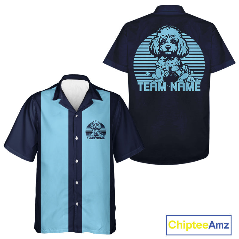 Custom Poodle Retro Button Up Bowling Shirt, Vintage Dog Lovers Bowling Shirt IPHW10222