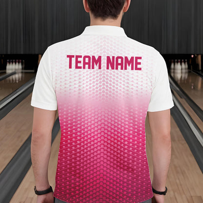 Custom Name Pink Bowling Jerseys For Men, Bowling League Polo Shirt Bowler Outift IPHW10655