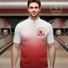 Load image into Gallery viewer, Custom Name Red Bowling Jerseys For Men, Bowling League Quarter-Zip Shirt Bowler Outift IPHW10656