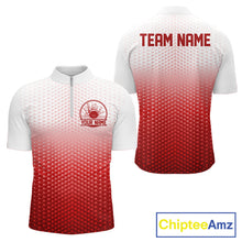 Load image into Gallery viewer, Custom Name Red Bowling Jerseys For Men, Bowling League Quarter-Zip Shirt Bowler Outift IPHW10656