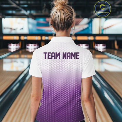 Custom Name Purple Bowling Jerseys For Women, Bowling League Polo Shirt Bowler Outift IPHW10657