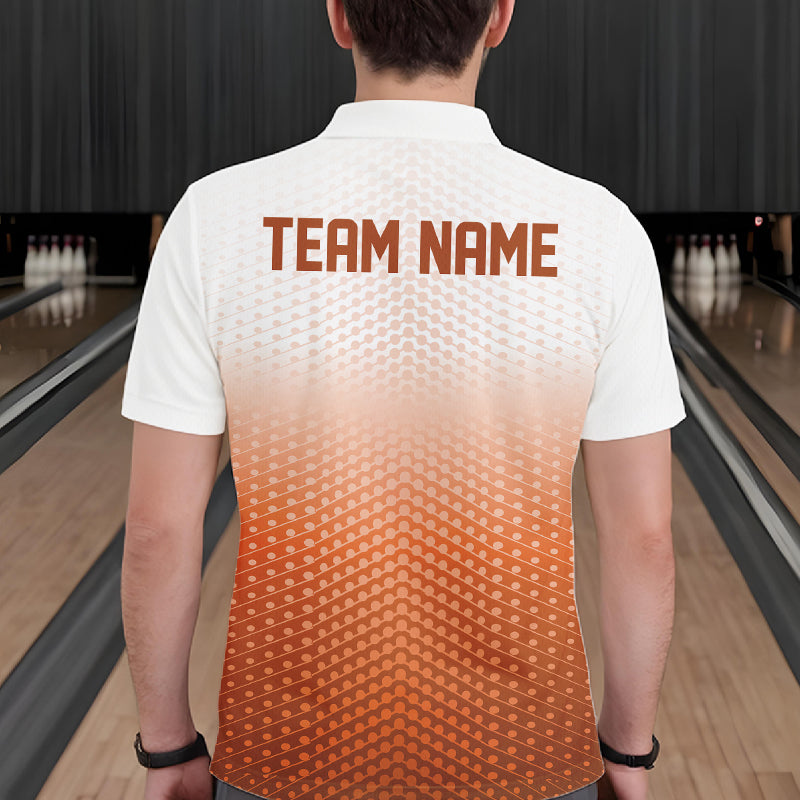Custom Name Orange Bowling Jerseys For Men, Bowling League Polo Shirt Bowler Outift IPHW10659