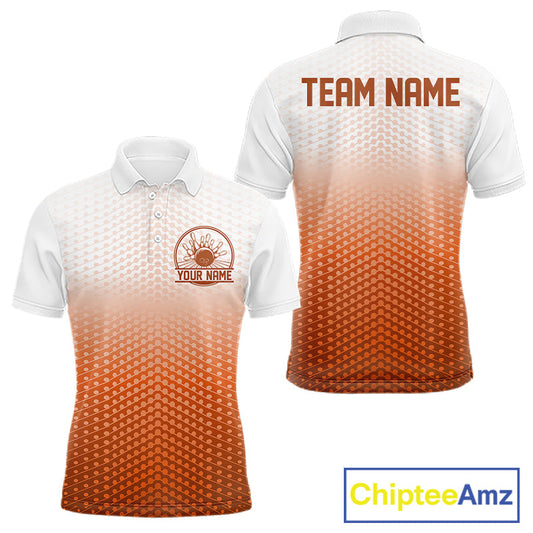 Custom Name Orange Bowling Jerseys For Men, Bowling League Polo Shirt Bowler Outift IPHW10659