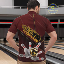 Load image into Gallery viewer, Custom Red And Gold Bowling Shirts For Men, Flame Bowling Team Shirts Bowling Uniform IPHW10660