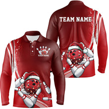 Load image into Gallery viewer, Custom Red Christmas Bowling Shirts For Men, Xmas Bowling Team Uniform Bowler Outfits IPHW7854