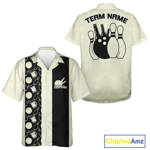 Custom Vintage Bowling And Beer Men And Women Shirts, Retro Bowling Beer Shirt IPHW10084