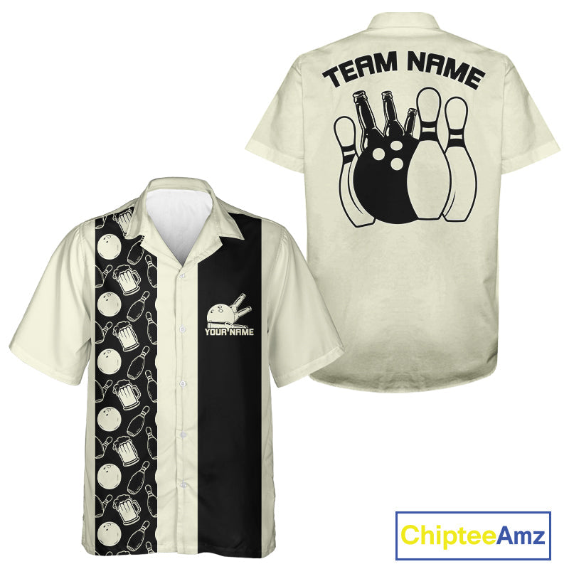 Custom Vintage Bowling And Beer Men And Women Shirts, Retro Bowling Beer Shirt IPHW10084