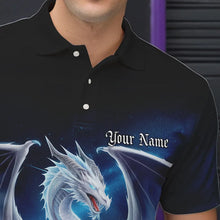 Load image into Gallery viewer, Custom Blue Ice Dragon Bowling Polo Shirts For Men, Dragon Bowling League Shirt IPHW8301