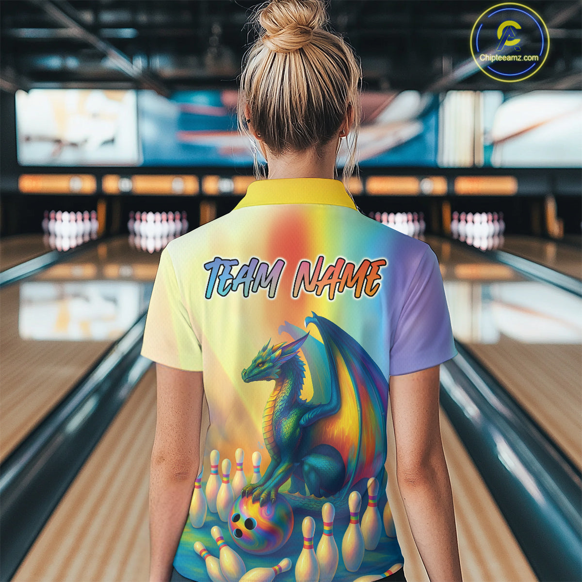 Custom Colorful Rainbow Colors Dragon Bowling Shirts, Dragon Bowling League Shirt IPHW10234
