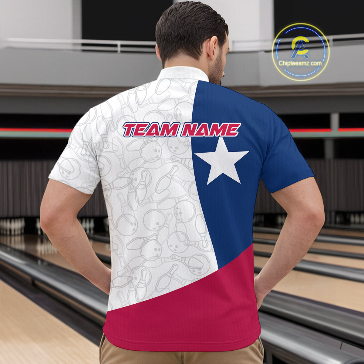 Custom Bowling Pattern Texeas Bowling Quarter-Zip Shirts For Men, Texas Bowling League Shirt IPHW9629