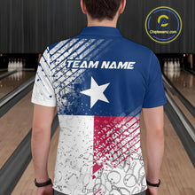 Load image into Gallery viewer, Custom Grunge Texas Flag Bowling Team Polo Shirts For Men, Texas Bowling Tournament Shirt IPHW9633