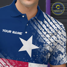 Load image into Gallery viewer, Custom Grunge Texas Flag Bowling Team Polo Shirts For Men, Texas Bowling Tournament Shirt IPHW9633