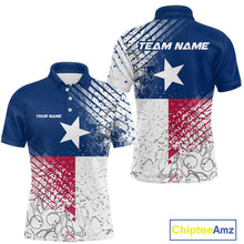 Load image into Gallery viewer, Custom Grunge Texas Flag Bowling Team Polo Shirts For Men, Texas Bowling Tournament Shirt IPHW9633