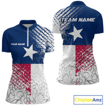 Load image into Gallery viewer, Custom Grunge Texas Flag Bowling Women Quarter Zip Shirt, Texas Bowling Tournament Shirt IPHW9633