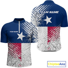 Load image into Gallery viewer, Custom Grunge Texas Flag Bowling Team Quarter-Zip Shirts For Men, Texas Bowling Tournament Shirt IPHW9633