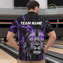 Load image into Gallery viewer, Custom Purple Thunder Lightning Patriotic Lion Quarter-Zip Shirt For Men, US Flag Bowling Jerseys IPHW9321