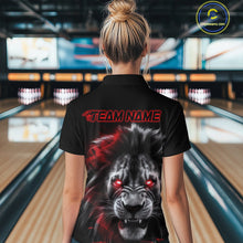 Load image into Gallery viewer, Custom Black And Red Lion Bowling Quarter-Zip Team Shirt For Women, Lion Bowling Jersey IPHW9328