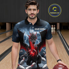 Load image into Gallery viewer, Custom Red Dragon Bowling Men Polo Shirts, Dragon Bowling Team Tournament Outfit IPHW9106