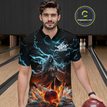 Load image into Gallery viewer, Custom Blue Lightning Grim Reaper Bowling Men Polo Shirt, Flame Halloween Outfit IPHW9899