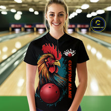 Load image into Gallery viewer, Custom Chicken Bowling Shirts Women Bowling Quarter-Zip Shirts Team Bowling League Jersey IPHW5290