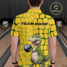 Load image into Gallery viewer, Custom Funny Yellow Dinosaur Bowling Team Men Polo Shirt, Bowling Tournament Team Shirt IPHW9929