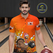 Load image into Gallery viewer, Custom Funny Turkey Bowling Thanksgiving Bowing Outfit Team Polo Shirts For Men IPHW9786