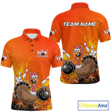 Load image into Gallery viewer, Custom Funny Turkey Bowling Thanksgiving Bowing Outfit Team Polo Shirts For Men IPHW9786