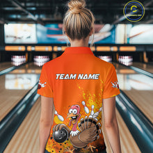 Load image into Gallery viewer, Custom Funny Turkey Bowling Thanksgiving Bowing Outfit Team Quarter-Zip Shirts For Women IPHW9786