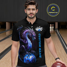 Load image into Gallery viewer, Personalized Blue Dragon Bowling Team Jerseys Men Polo Shirts Bowling League Shirts IPHW5353