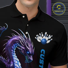 Load image into Gallery viewer, Personalized Blue Dragon Bowling Team Jerseys Men Polo Shirts Bowling League Shirts IPHW5353
