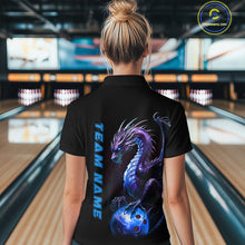 Load image into Gallery viewer, Personalized Blue Dragon Bowling Team Jerseys Women Quarter Zip Shirts Bowling League IPHW5353