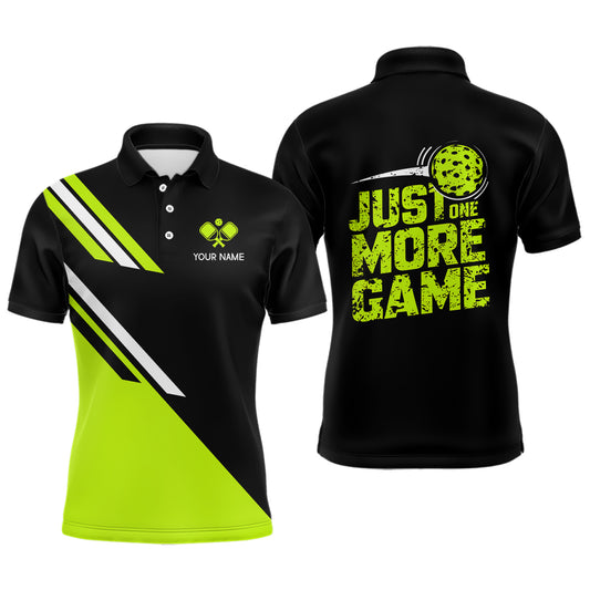 Custom Green Pickleball Jerseys Outdoor Pickleball Men Polo Shirts Sayings "Just One More Game" IPHW6723
