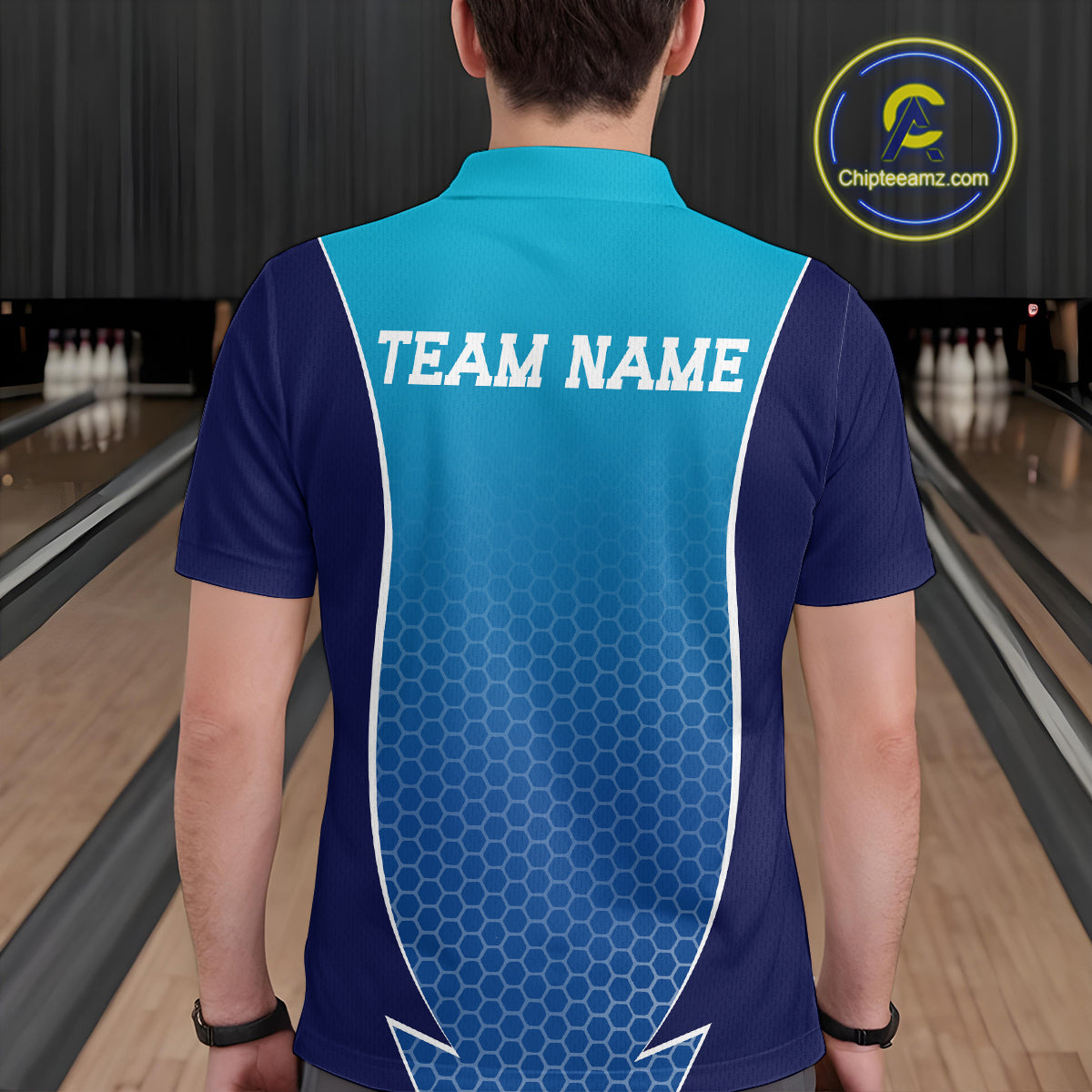 Custom Blue Bowling Team Polo Shirts For Men, Blue Bowling Jerseys Team Uniform IPHW9429