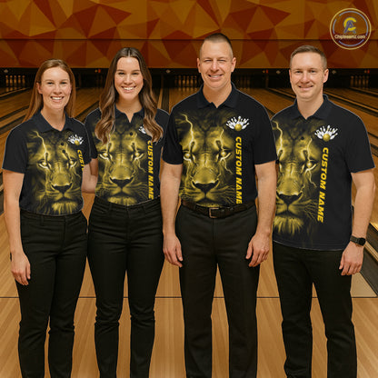 Custom Yellow Thunder Lightning Lion Bowling Shirt For Men, Lion Bowling Team Jerseys IPHW10668