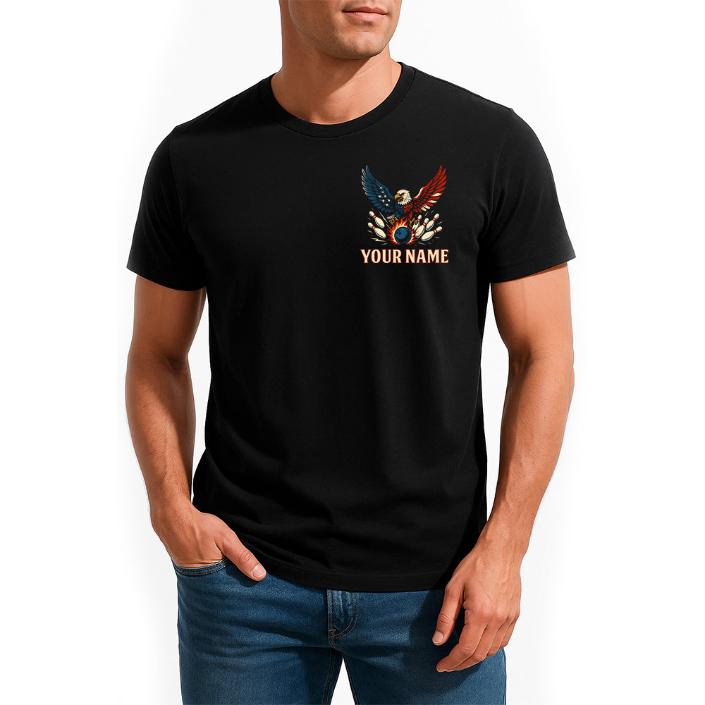 Custom Bowling T-Shirts For Men, "This Is How We Roll" Eagle American Flag Theme IPHW9073