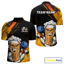 Load image into Gallery viewer, Custom Black And Yellow Funny Bowling And Beer Jerseys, Bowling Team Men Quarter-Zip Shirts IPHW9605