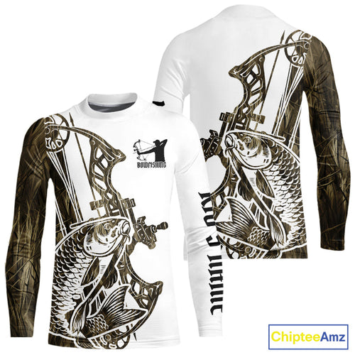 Custom Grass Camo Carp Bowfishing Kid Long Sleeve Tournament Shirts, Carp Bow Fishing Shirt IPHW9288