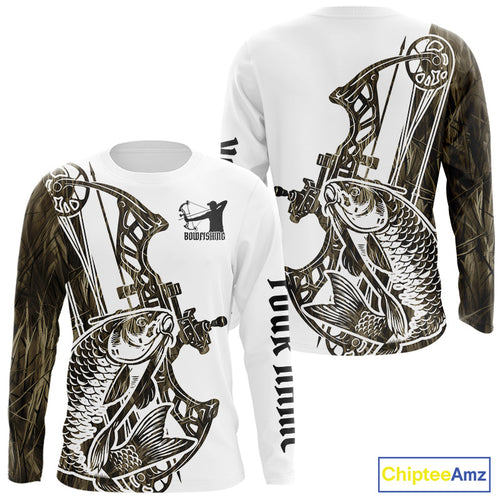 Custom Grass Camo Carp Bowfishing Long Sleeve Tournament Shirts, Carp Bow Fishing Shirt IPHW9288