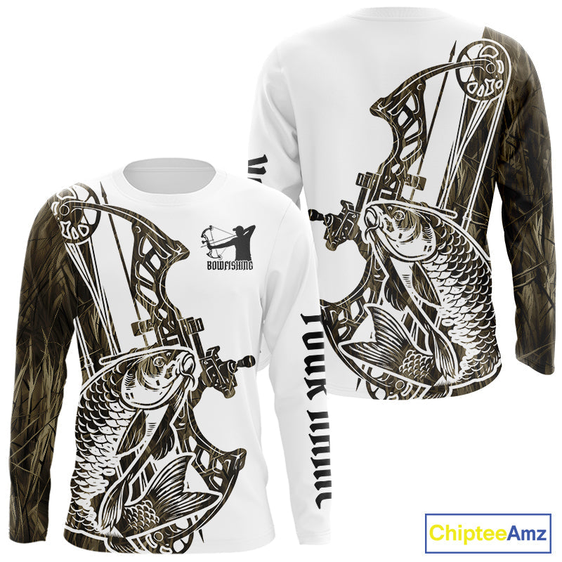Custom Grass Camo Carp Bowfishing Long Sleeve Tournament Shirts, Carp Bow Fishing Shirt IPHW9288