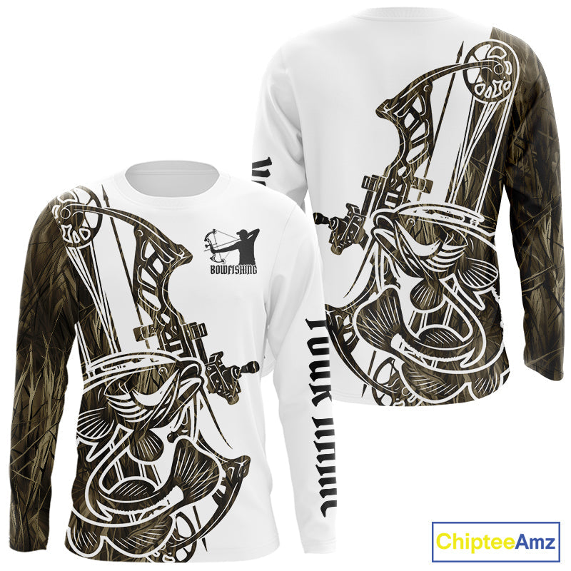 Custom Grass Camo Catfish Bowfishing Long Sleeve Tournament Shirts, Catfish Bow Fishing Shirt IPHW9289