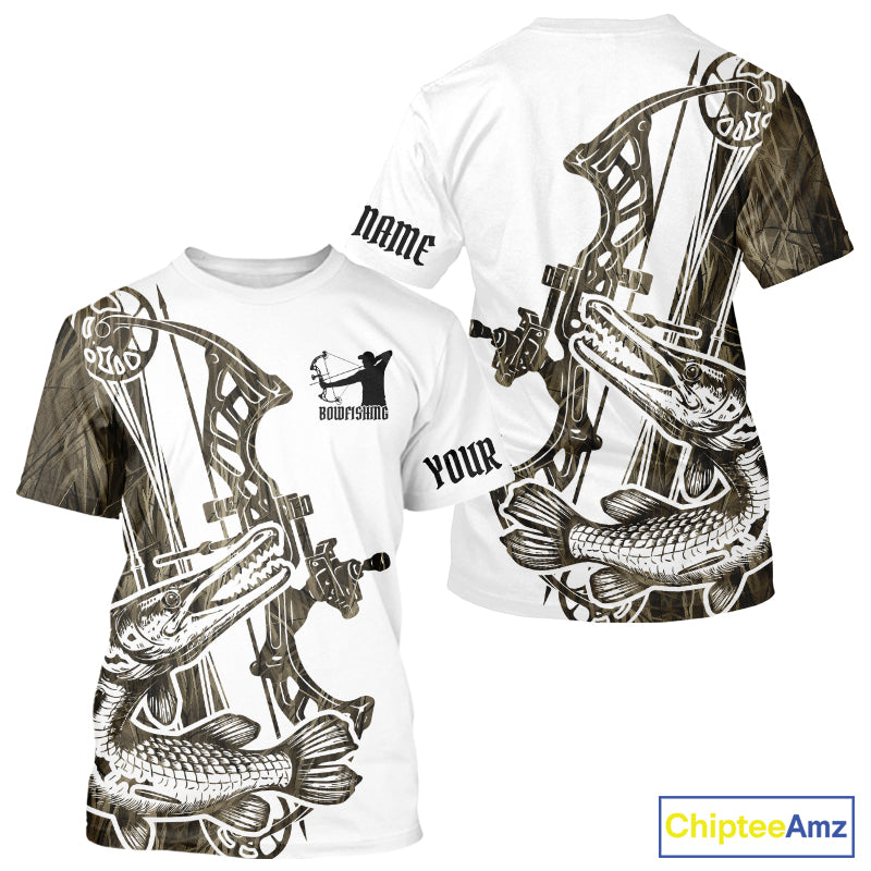 Custom Grass Camo Alligator Gar Bowfishing Tournament Shirts, Bow Fishing T-Shirt IPHW9290