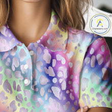 Load image into Gallery viewer, Colorful Neon Rainbow leopard pattern Women Golf Polo Shirt Custom ladies golf outfit cool golf gift NQS10244