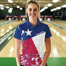 Load image into Gallery viewer, Custom Texas Flag Bowling Team Women Polo Shirts, Texas Bowling League Shirt Team Uniform IPHW9632