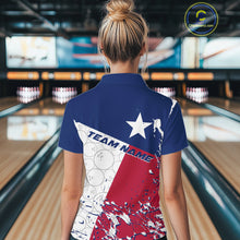 Load image into Gallery viewer, Custom Texas Flag Bowling Team Women Polo Shirts, Texas Bowling League Shirt Team Uniform IPHW9632