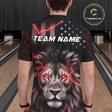 Load image into Gallery viewer, Custom Red Thunder Lightning Patriotic Lion Polo Shirts For Men, US Flag Bowling Jerseys IPHW9322