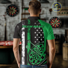Load image into Gallery viewer, Custom Green Thin Line US Flag Patriotic Dartboard Dart Men Polo Team Shirts, Dart Jerseys IPHW9646